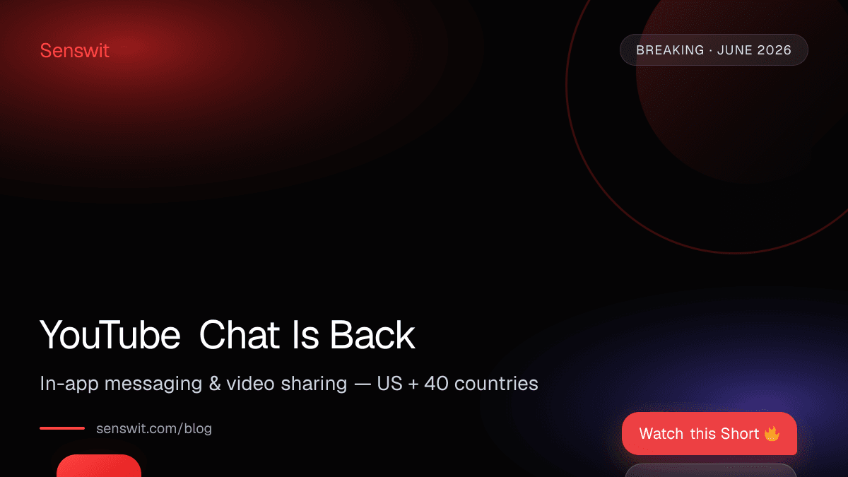 YouTube Chat Is Back: In-app messaging & video sharing — US + 40 countries — Senswit blog for YouTube creators