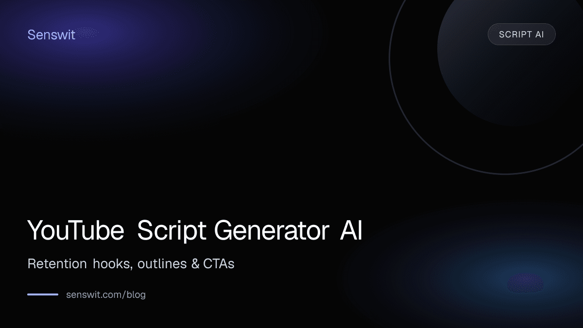 YouTube Script Generator AI: Retention hooks, outlines & CTAs — Senswit blog for YouTube creators