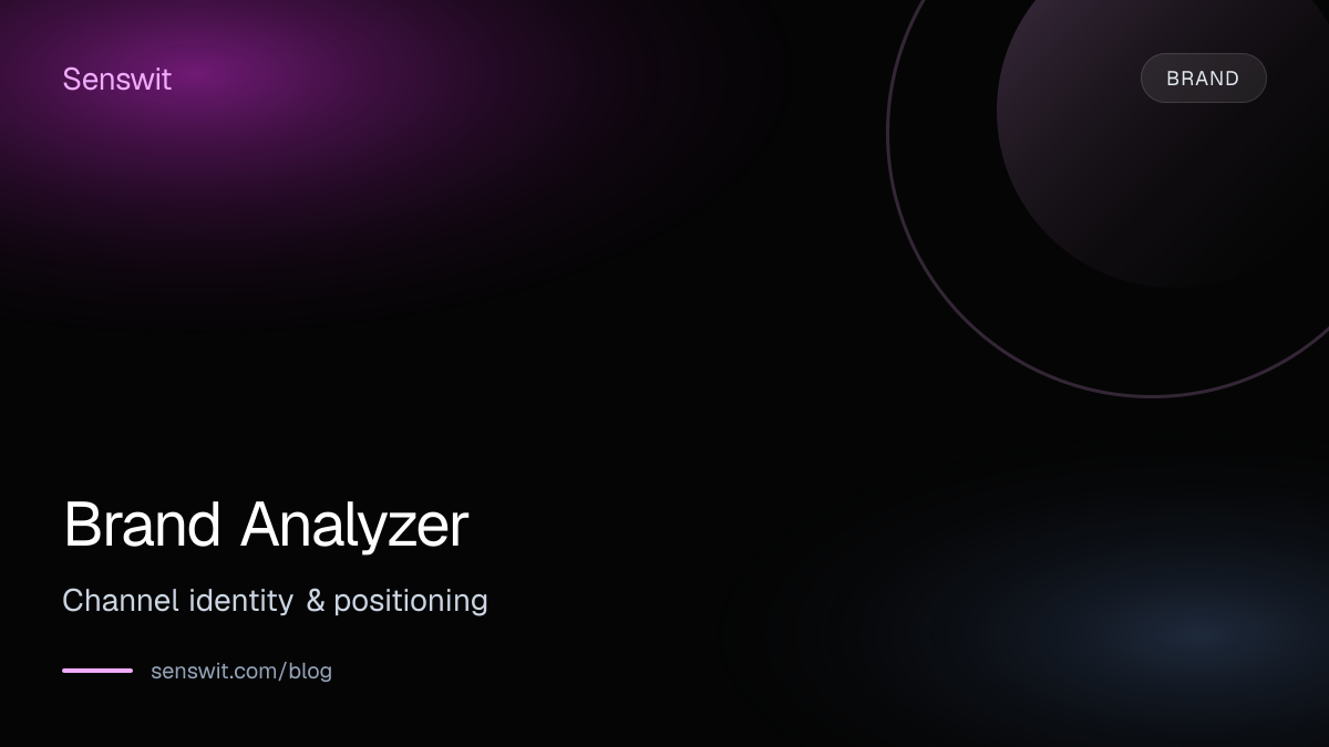 Brand Analyzer: Channel identity & positioning — Senswit blog for YouTube creators
