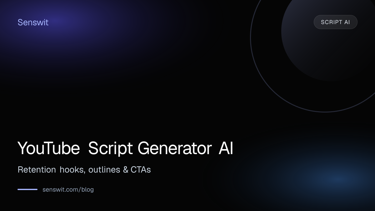 YouTube Script Generator AI: Retention hooks, outlines & CTAs — Senswit blog for YouTube creators